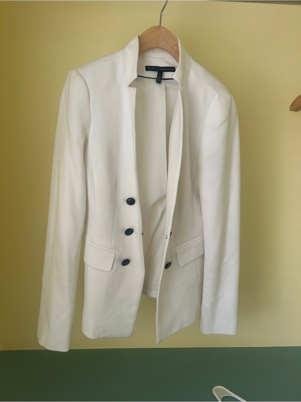 White House Black Market White Structured Women's Blazer with Black Trim